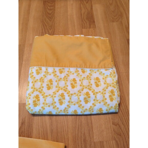 Cannon Royal Family Sheet Set Gold Floral Full Flat Sheet 2 Pillowcases Vintage - Picture 2 of 8